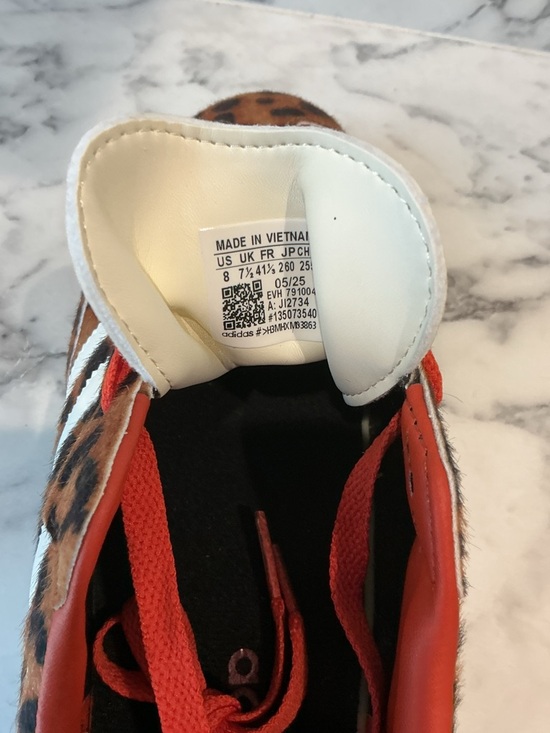 adidas Samba OG Preloved Cheetah Print Shoes with Bright RedTrim - Picture 4 of 4